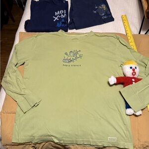 Life is Good Green Long Sleeve Shirt Men’s Large